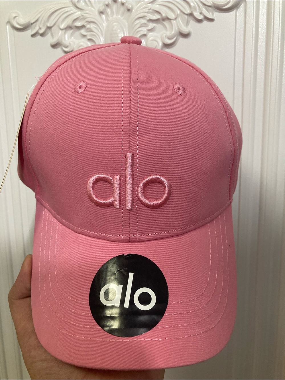 ALO Yoga Pink Embroidered Logo Baseball Cap